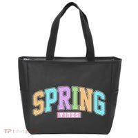 Spring Vibes Retro Varsity Tote Bag thumb 0
