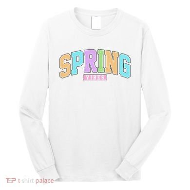 Spring Vibes Retro Varsity Long Sleeve Shirt