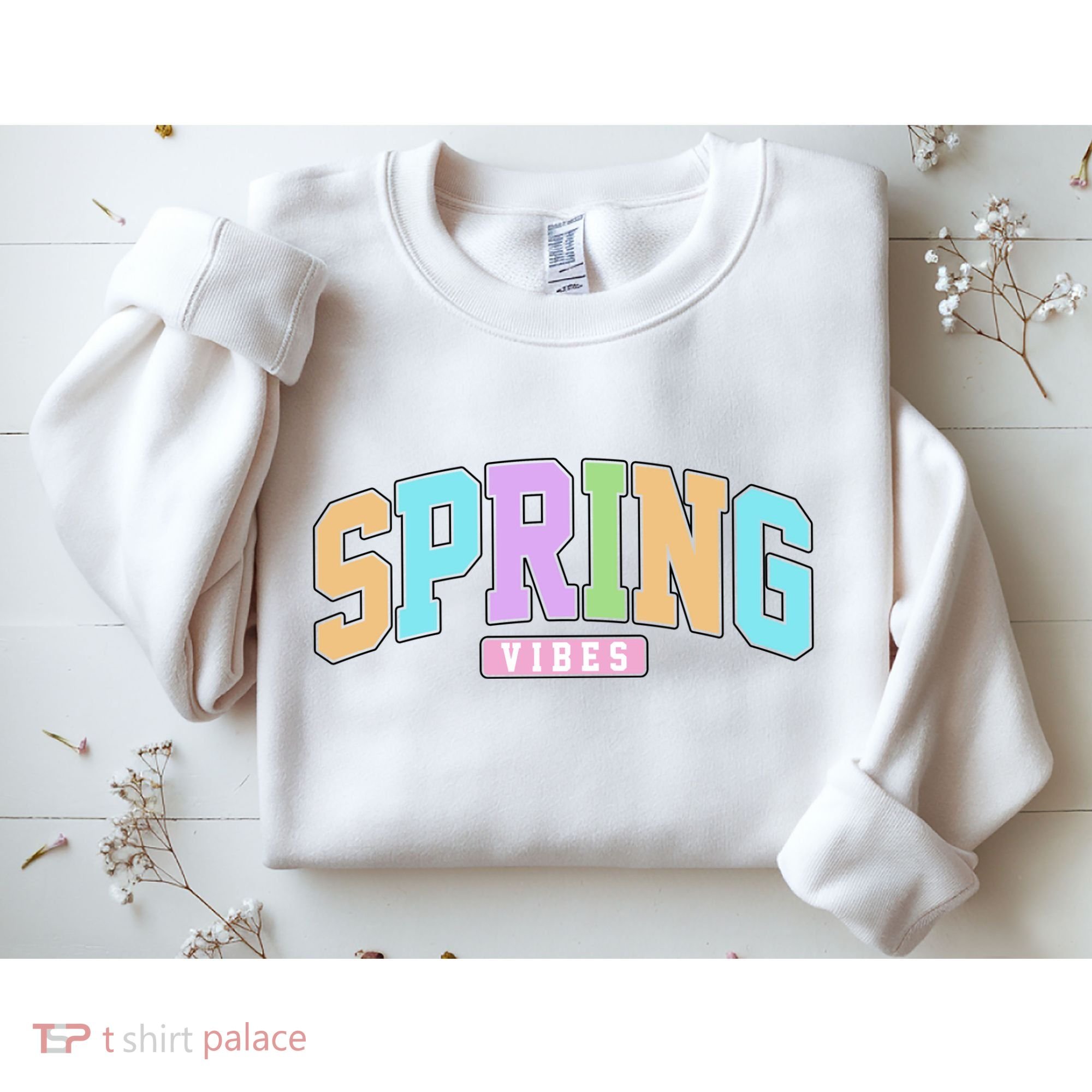 Spring Vibes Retro Varsity Sweatshirt