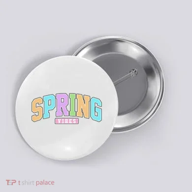 Spring Vibes Retro Varsity Button