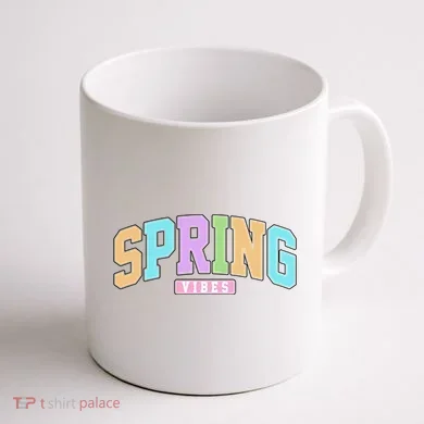 Spring Vibes Retro Varsity Coffee Mug back