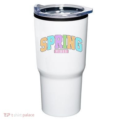 Spring Vibes Retro Varsity Tumbler