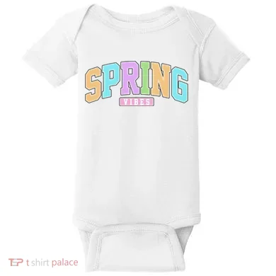 Spring Vibes Retro Varsity Baby Bodysuit