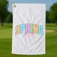 Spring Vibes Retro Varsity Golf Towel thumb 1