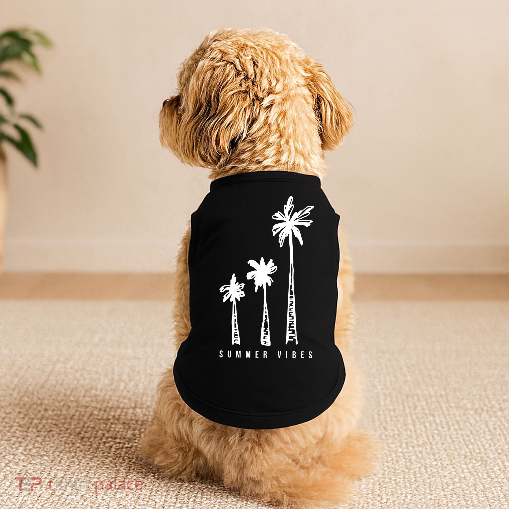 Summer Vibes Retro Palm Tree Doggie Tank