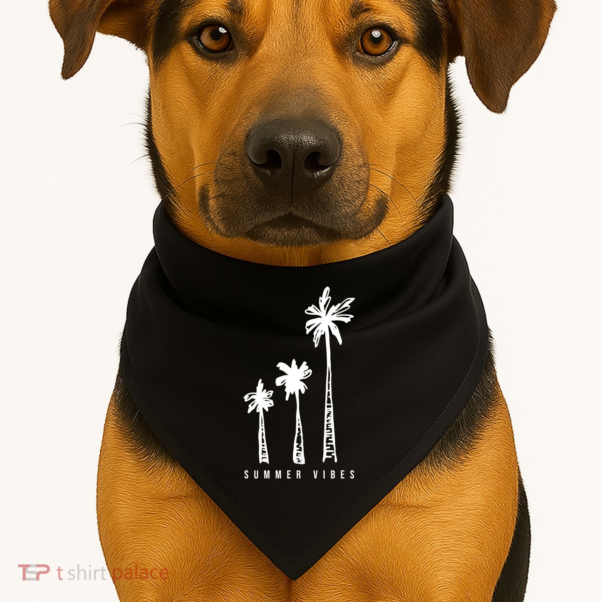 Summer Vibes Retro Palm Tree USA-Made Doggie Bandana