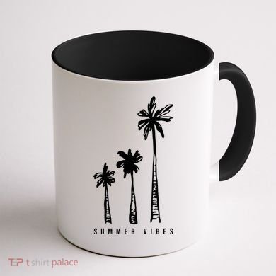 Summer Vibes Retro Palm Tree Coffee Mug back
