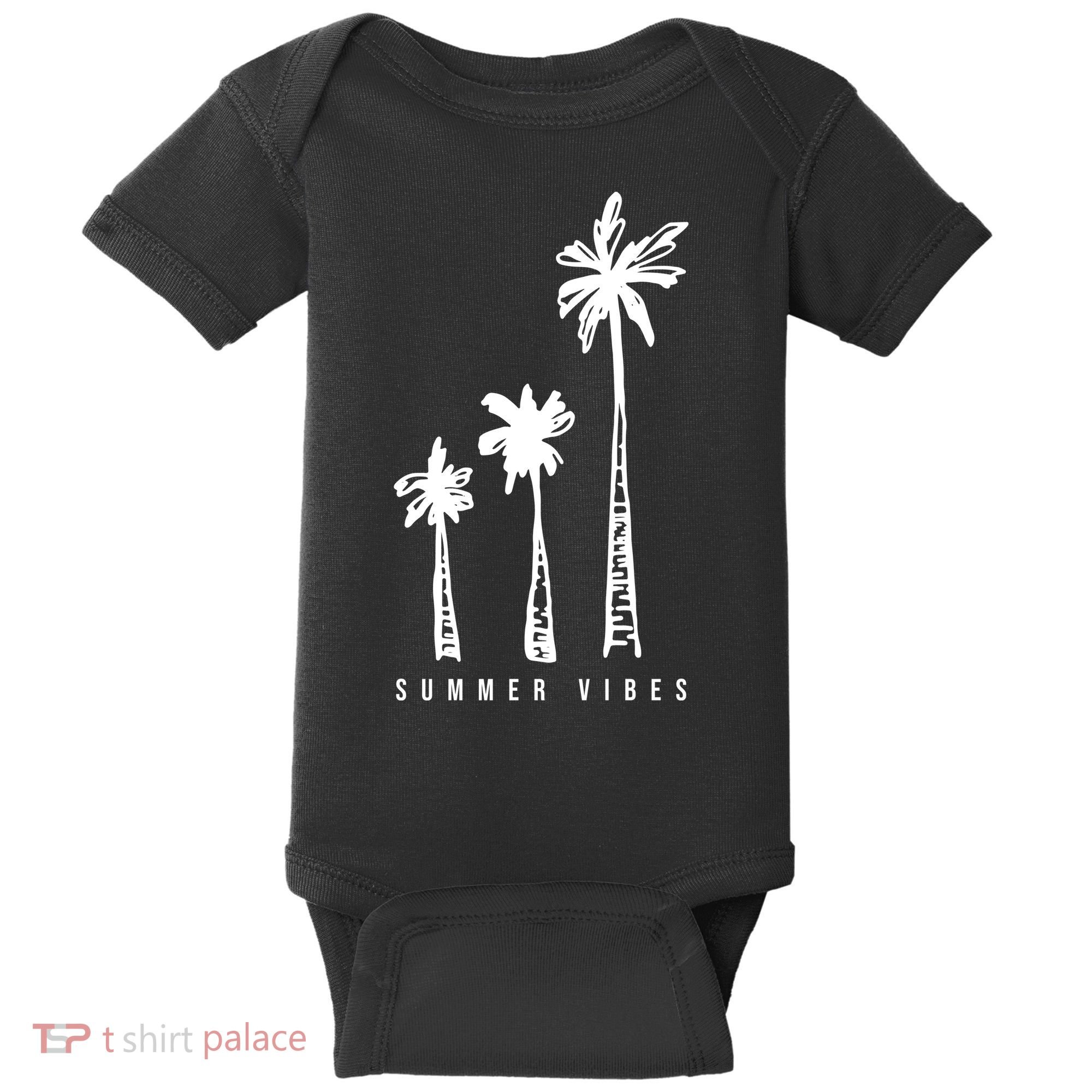 Summer Vibes Retro Palm Tree Baby Bodysuit