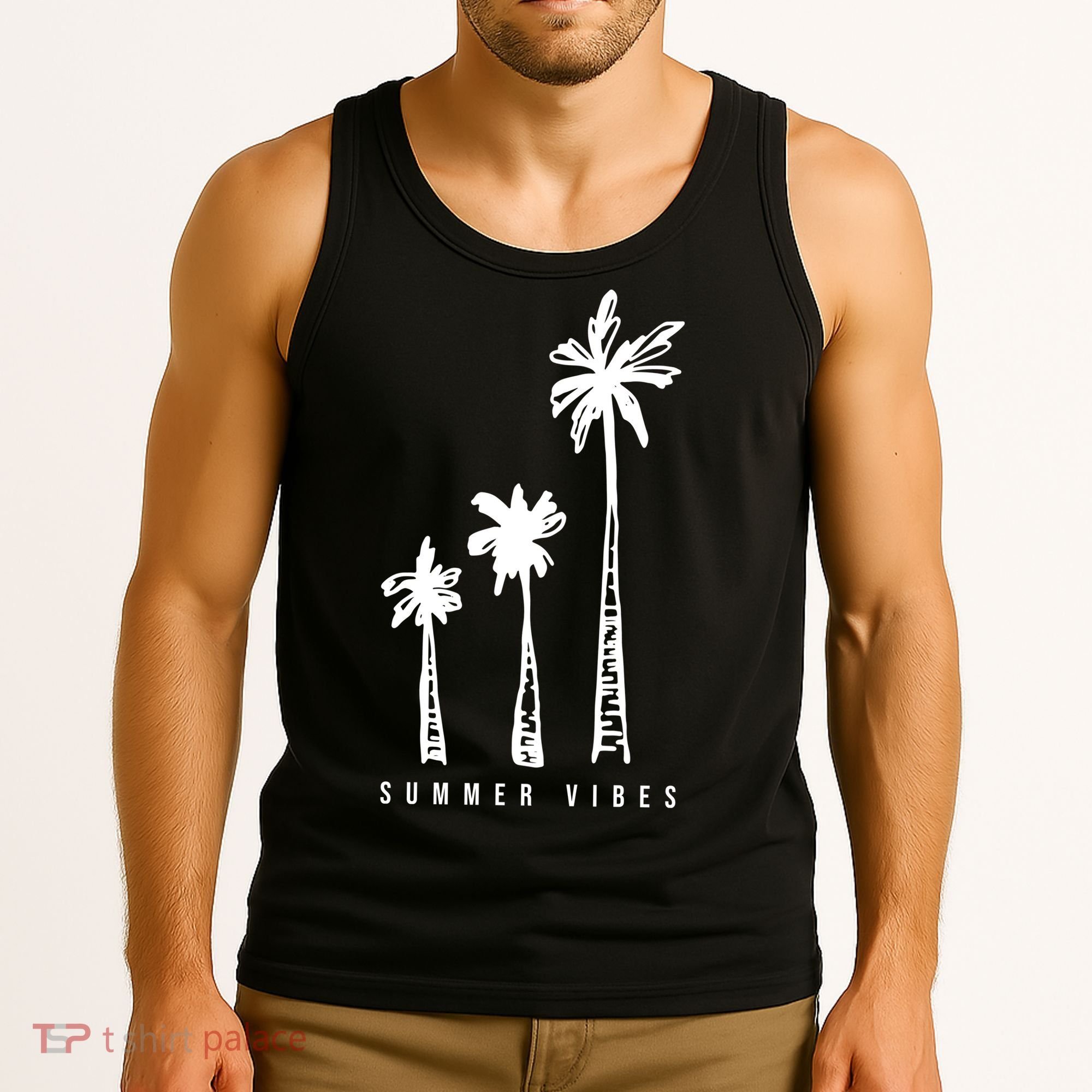 Summer Vibes Retro Palm Tree Tank Top