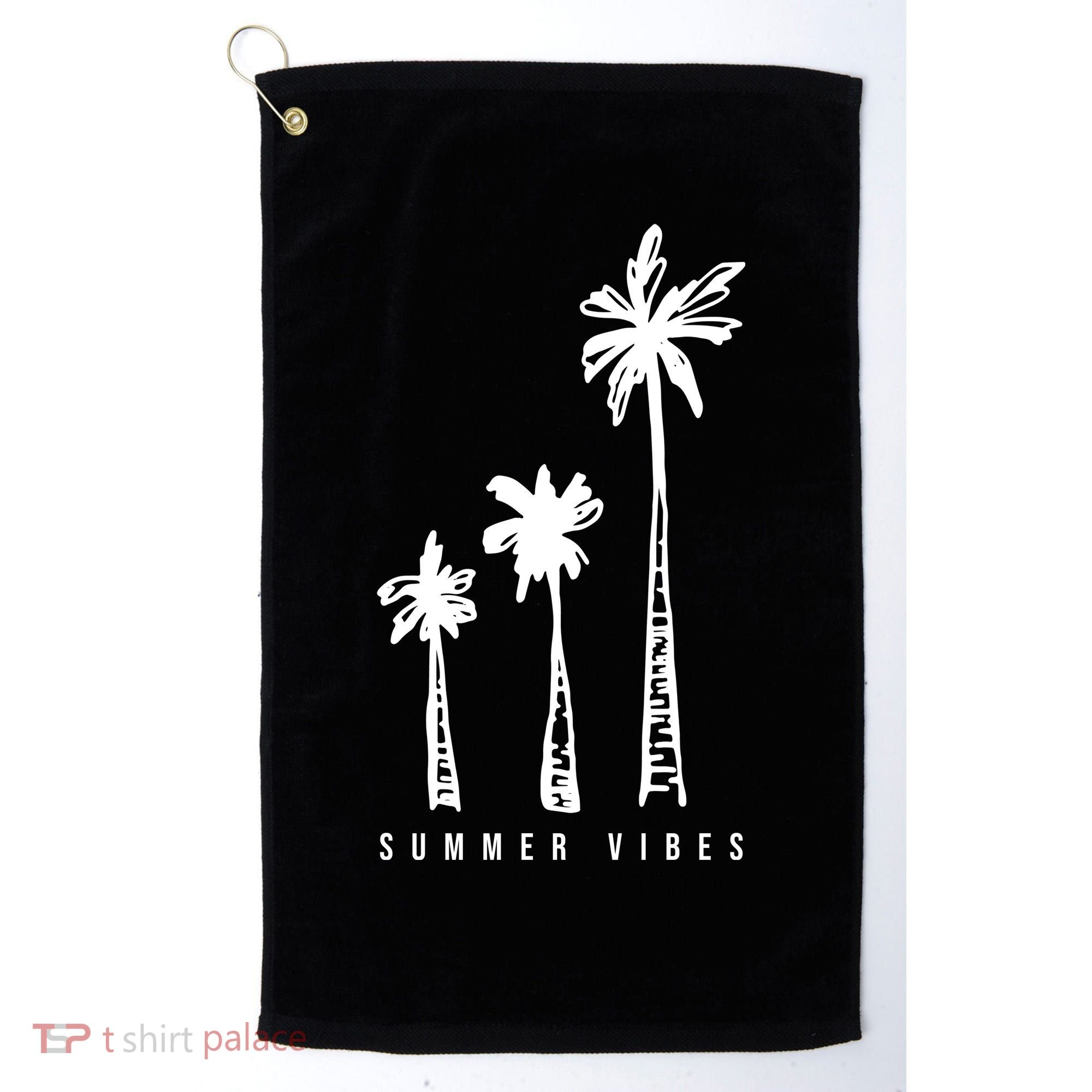Summer Vibes Retro Palm Tree Golf Towel