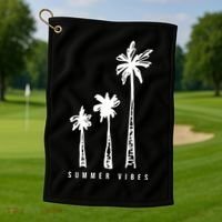 Summer Vibes Retro Palm Tree Golf Towel thumb 1