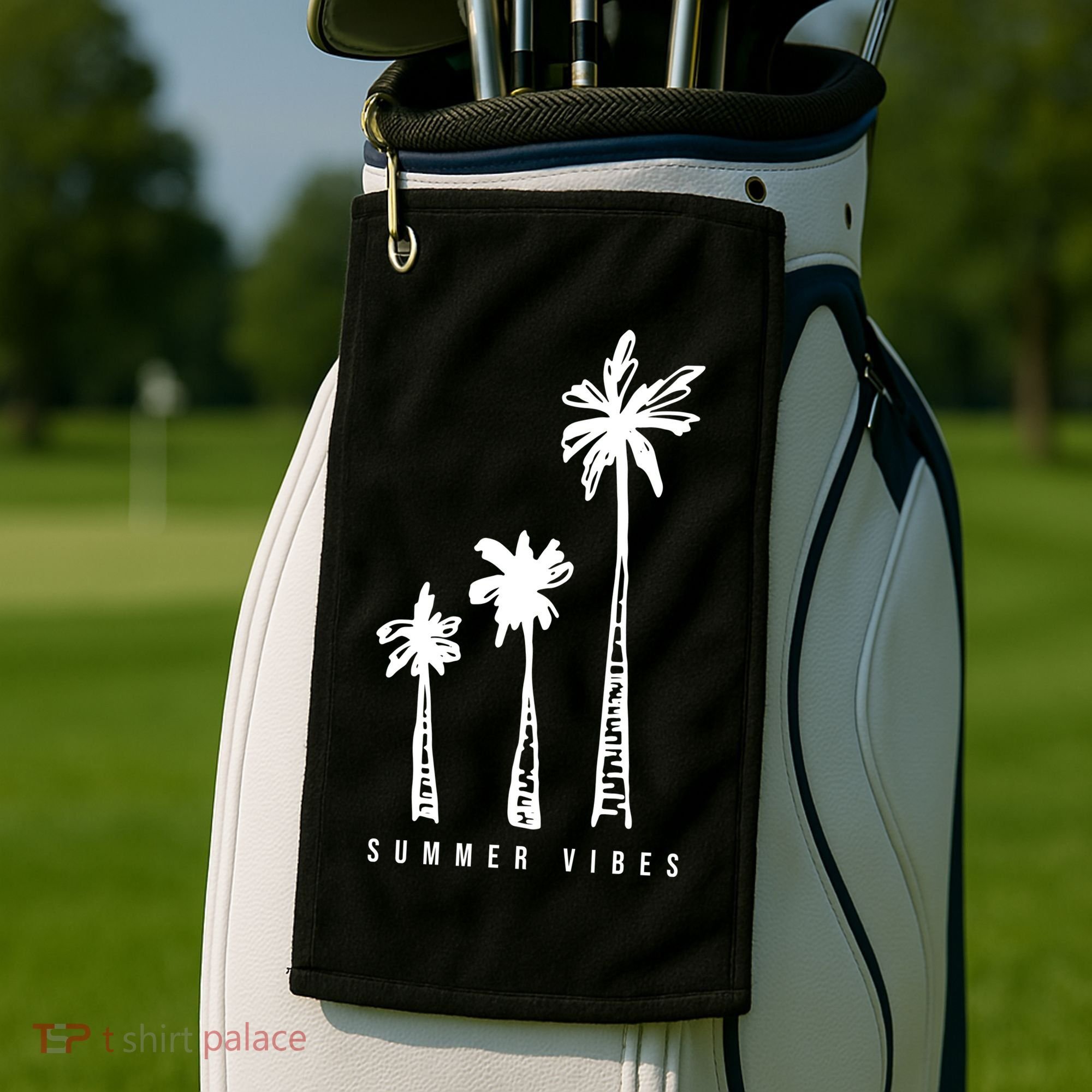 Summer Vibes Retro Palm Tree Golf Towel
