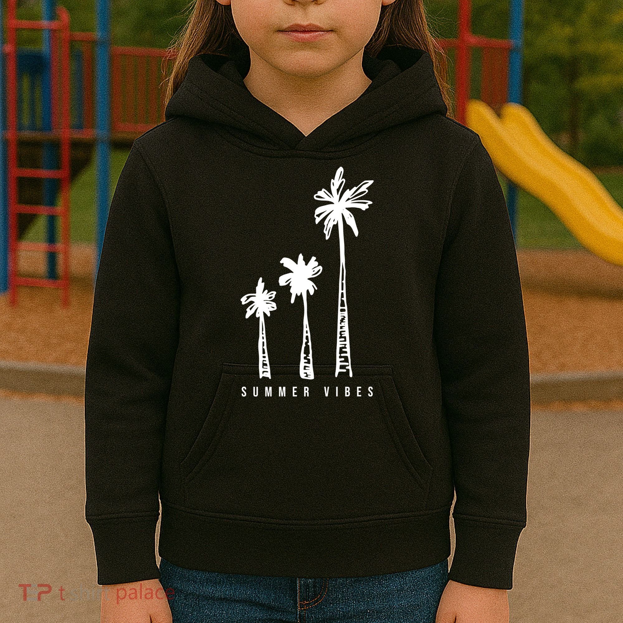 Summer Vibes Retro Palm Tree Kids Hoodie