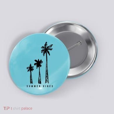 Summer Vibes Retro Palm Tree Button