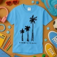 Summer Vibes Retro Palm Tree Kids T-Shirt thumb 3