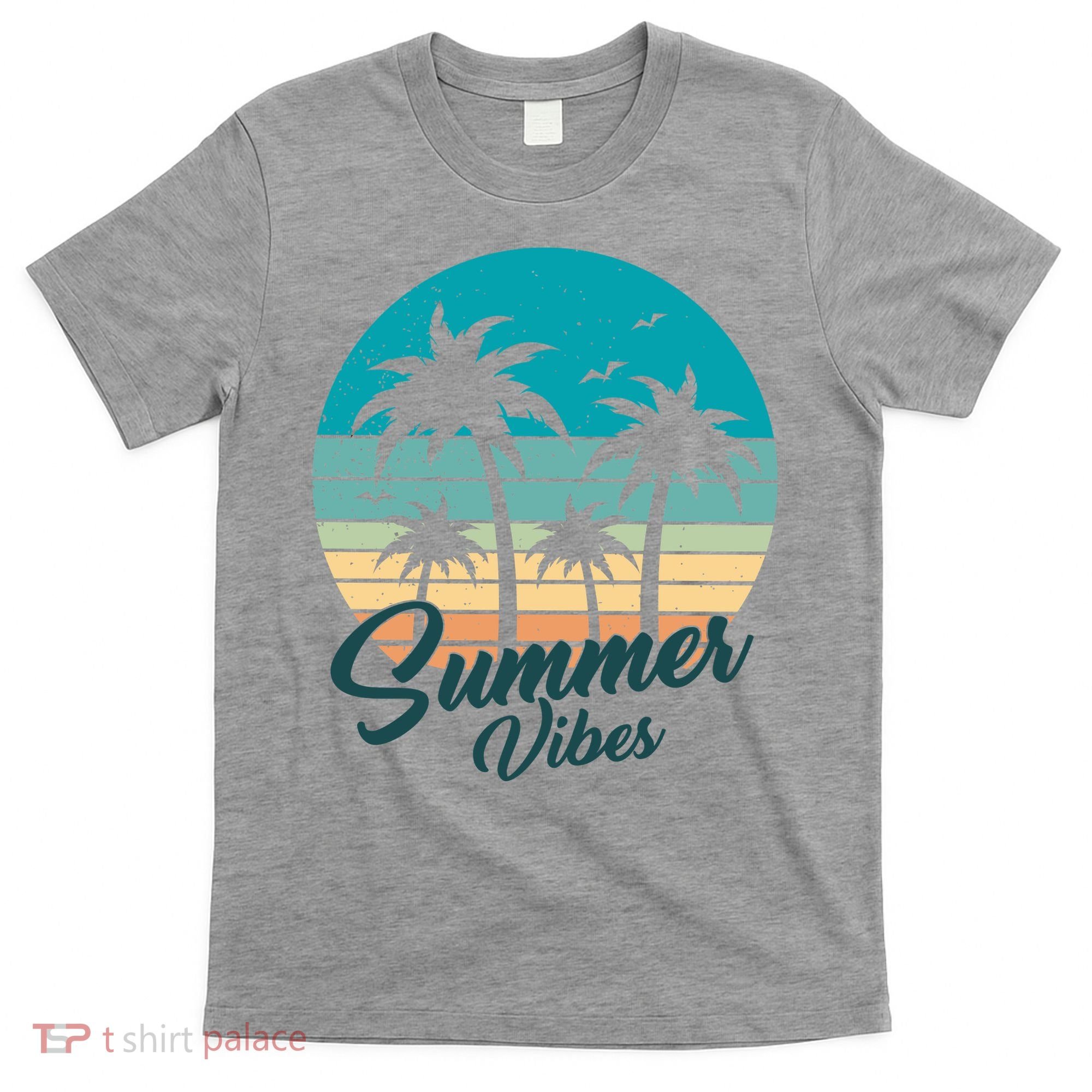 Summer Vibes Retro Sunset Vintage Palm Tree T-Shirt
