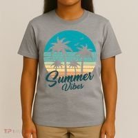Summer Vibes Retro Sunset Vintage Palm Tree T-Shirt thumb 4