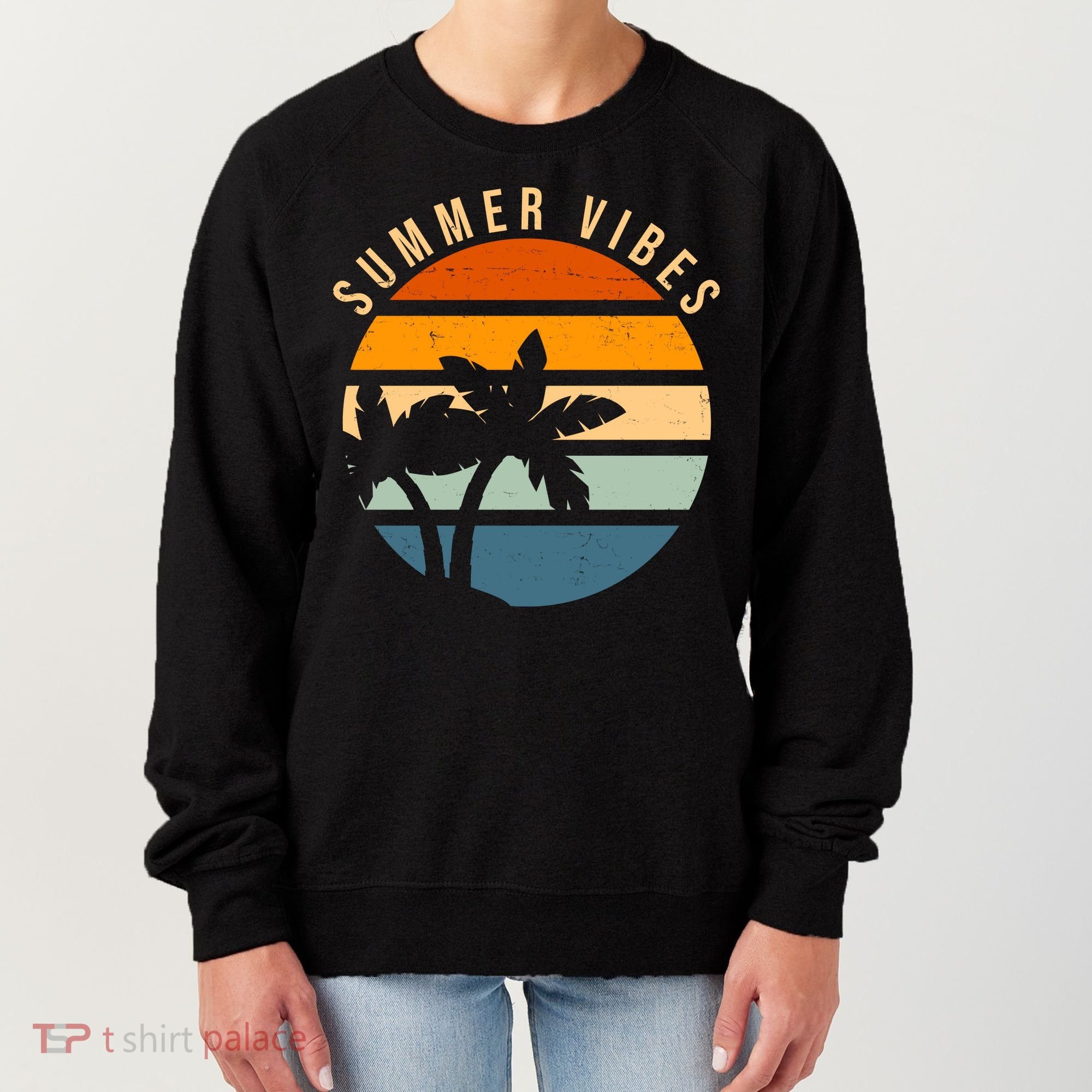 Summer Vibes Retro Sunset Tropical Women's Sweatshirt