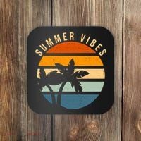 Summer Vibes Retro Sunset Tropical Coaster thumb 0