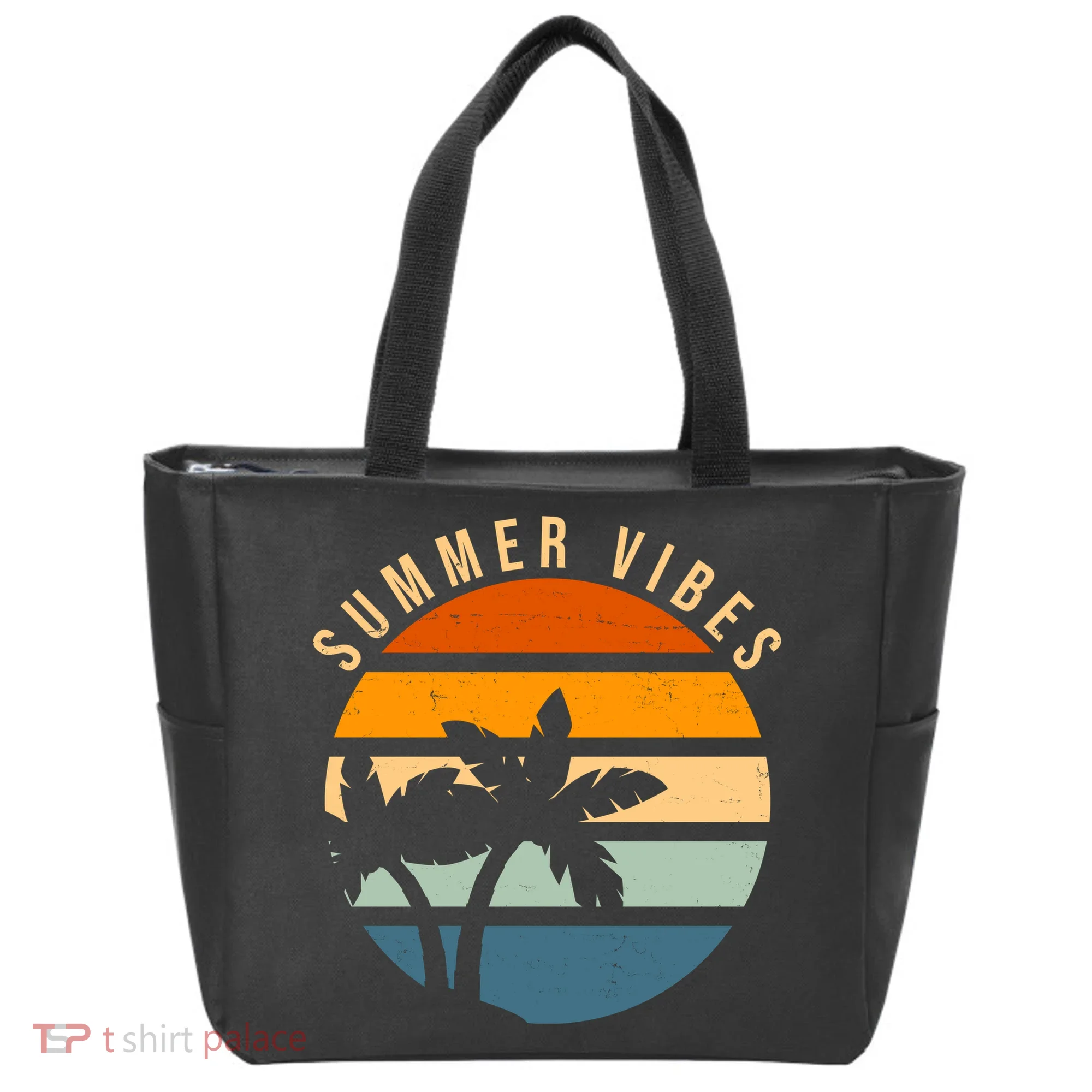 Summer Vibes Retro Sunset Tropical Tote Bag