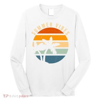 Summer Vibes Retro Sunset Tropical Long Sleeve Shirt