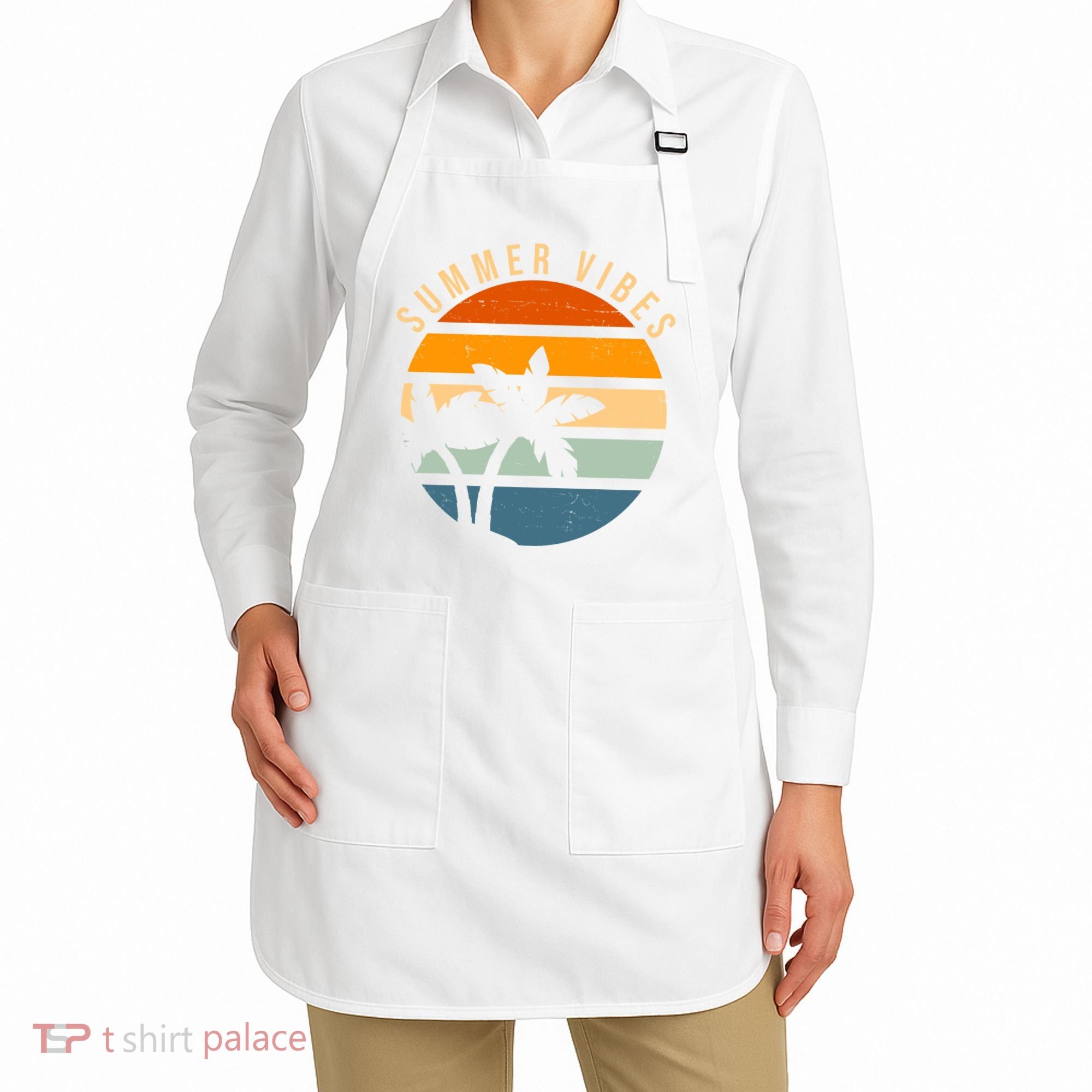 Summer Vibes Retro Sunset Tropical Apron