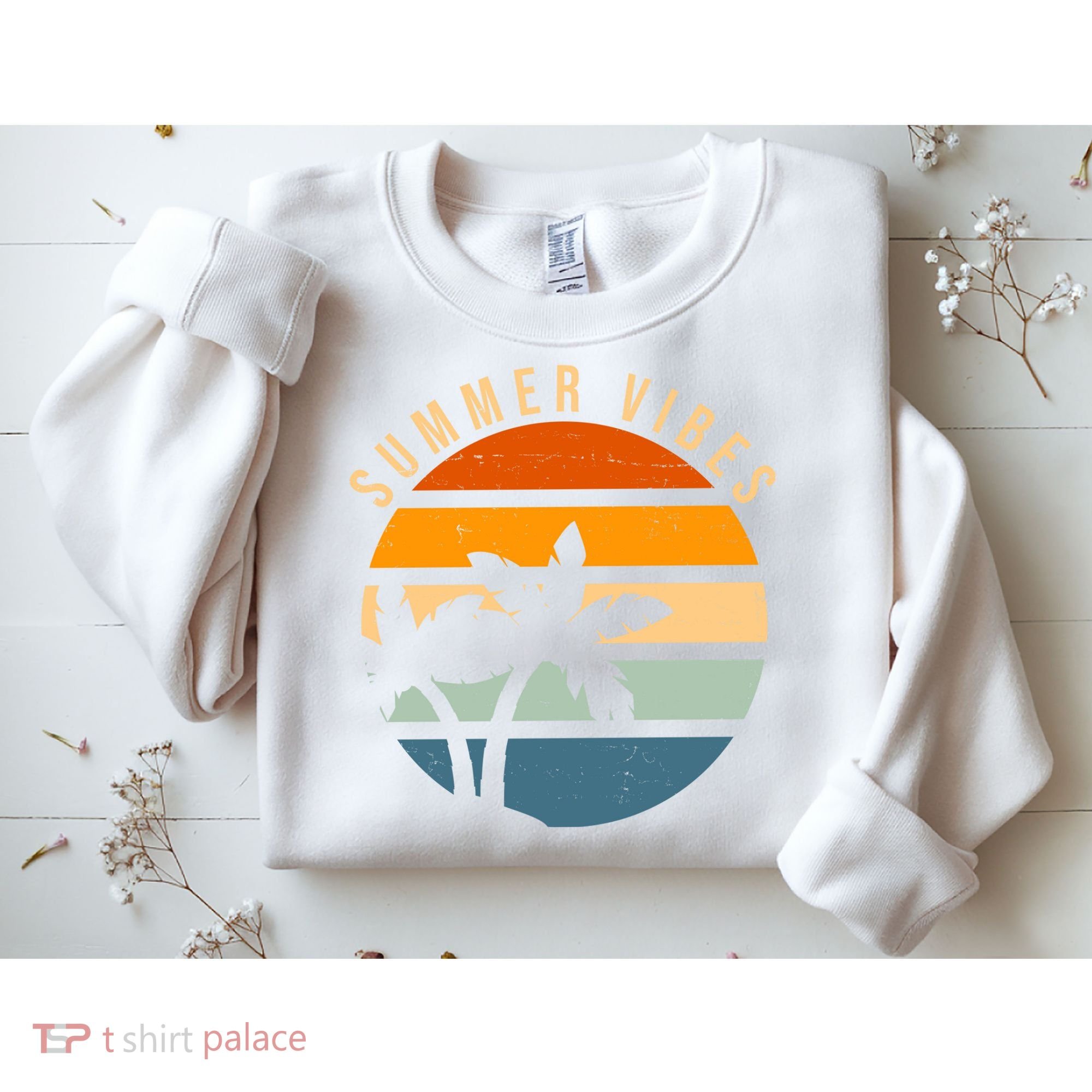 Summer Vibes Retro Sunset Tropical Sweatshirt