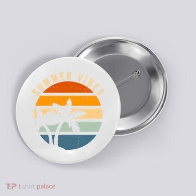Summer Vibes Retro Sunset Tropical Button