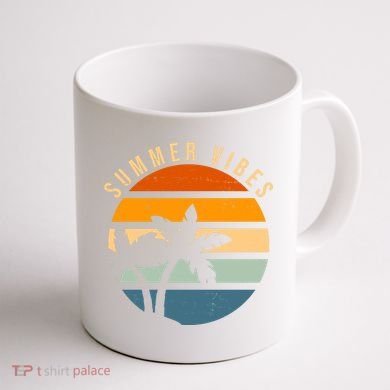 Summer Vibes Retro Sunset Tropical Coffee Mug back