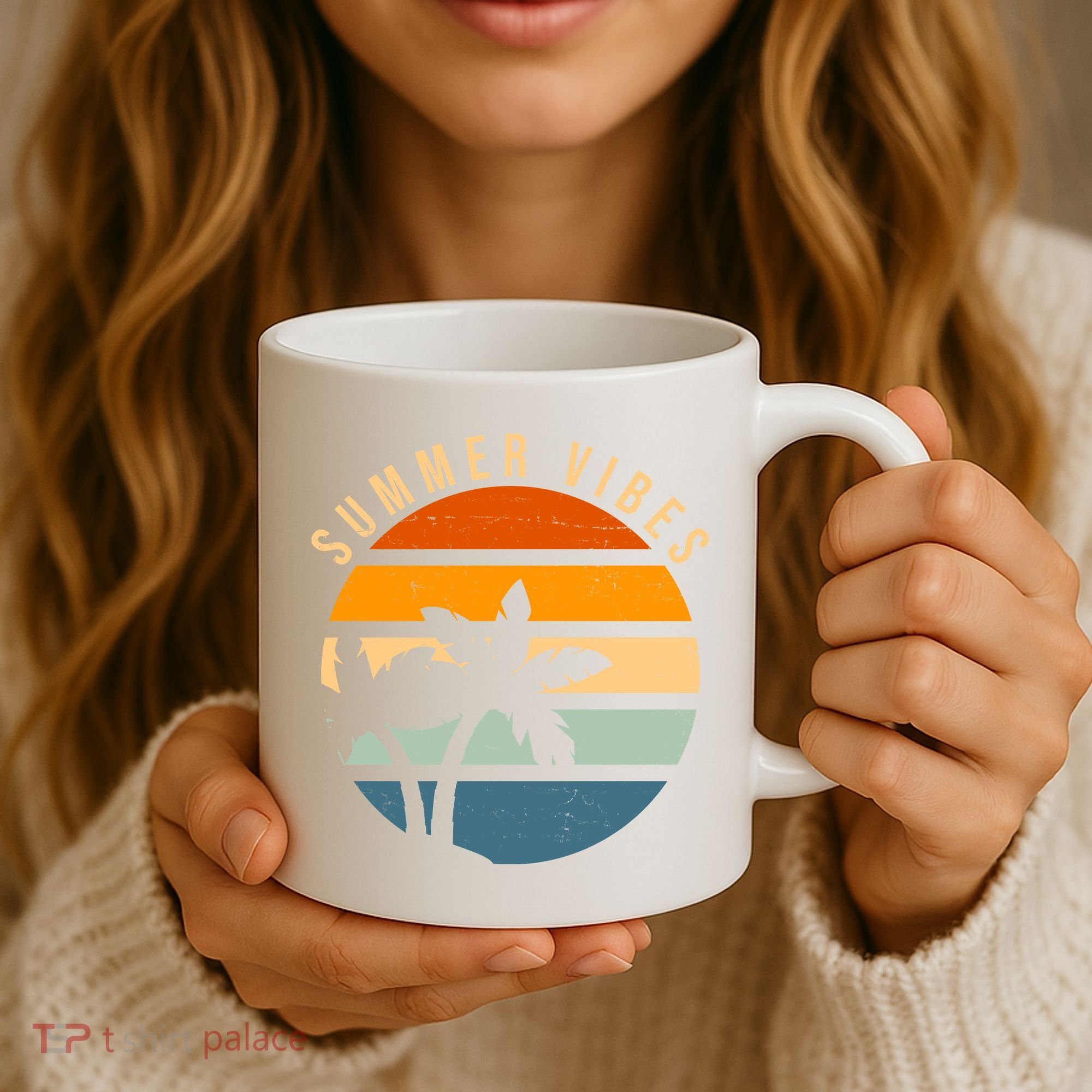 Summer Vibes Retro Sunset Tropical Coffee Mug