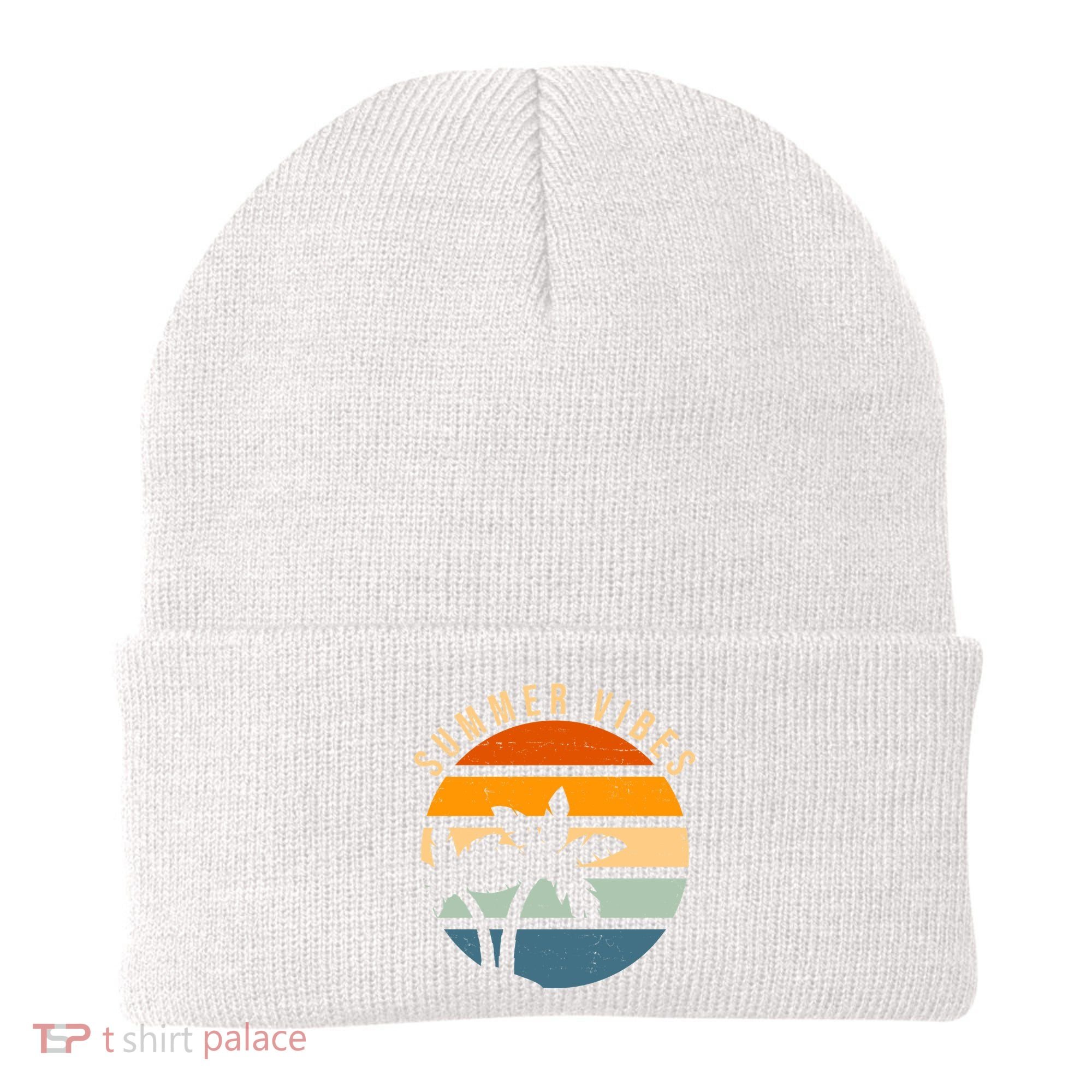 Summer Vibes Retro Sunset Tropical Beanie