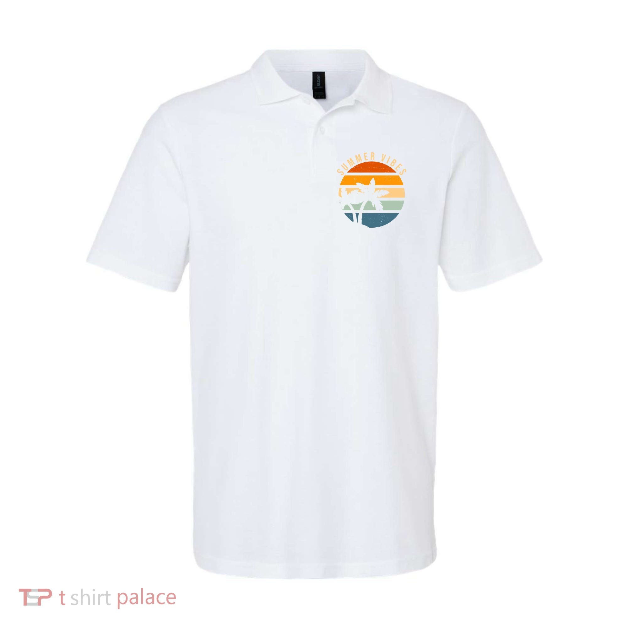 Summer Vibes Retro Sunset Tropical Polo