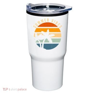 Summer Vibes Retro Sunset Tropical Tumbler