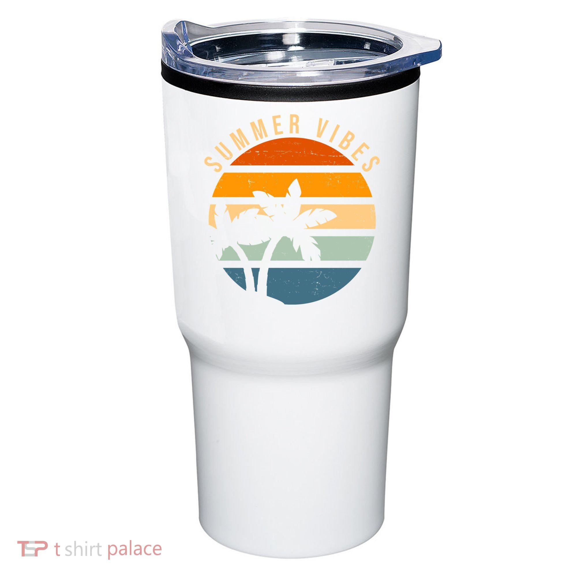 Summer Vibes Retro Sunset Tropical Tumbler