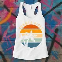 Summer Vibes Retro Sunset Tropical Women's Tank Top thumb 3