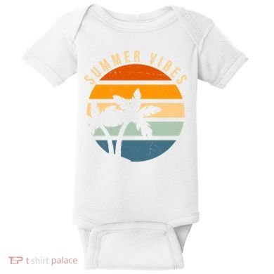 Summer Vibes Retro Sunset Tropical Baby Bodysuit
