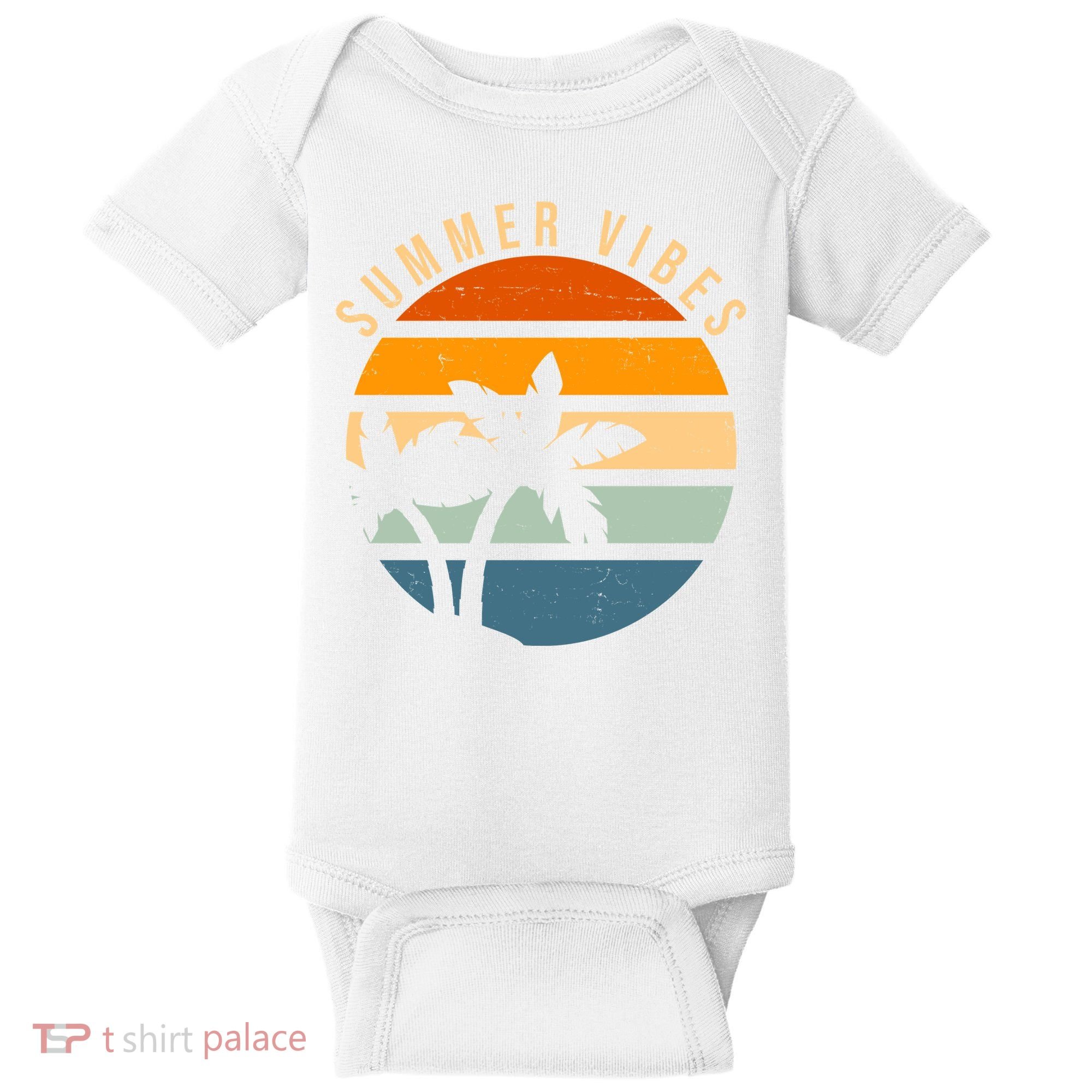Summer Vibes Retro Sunset Tropical Baby Bodysuit