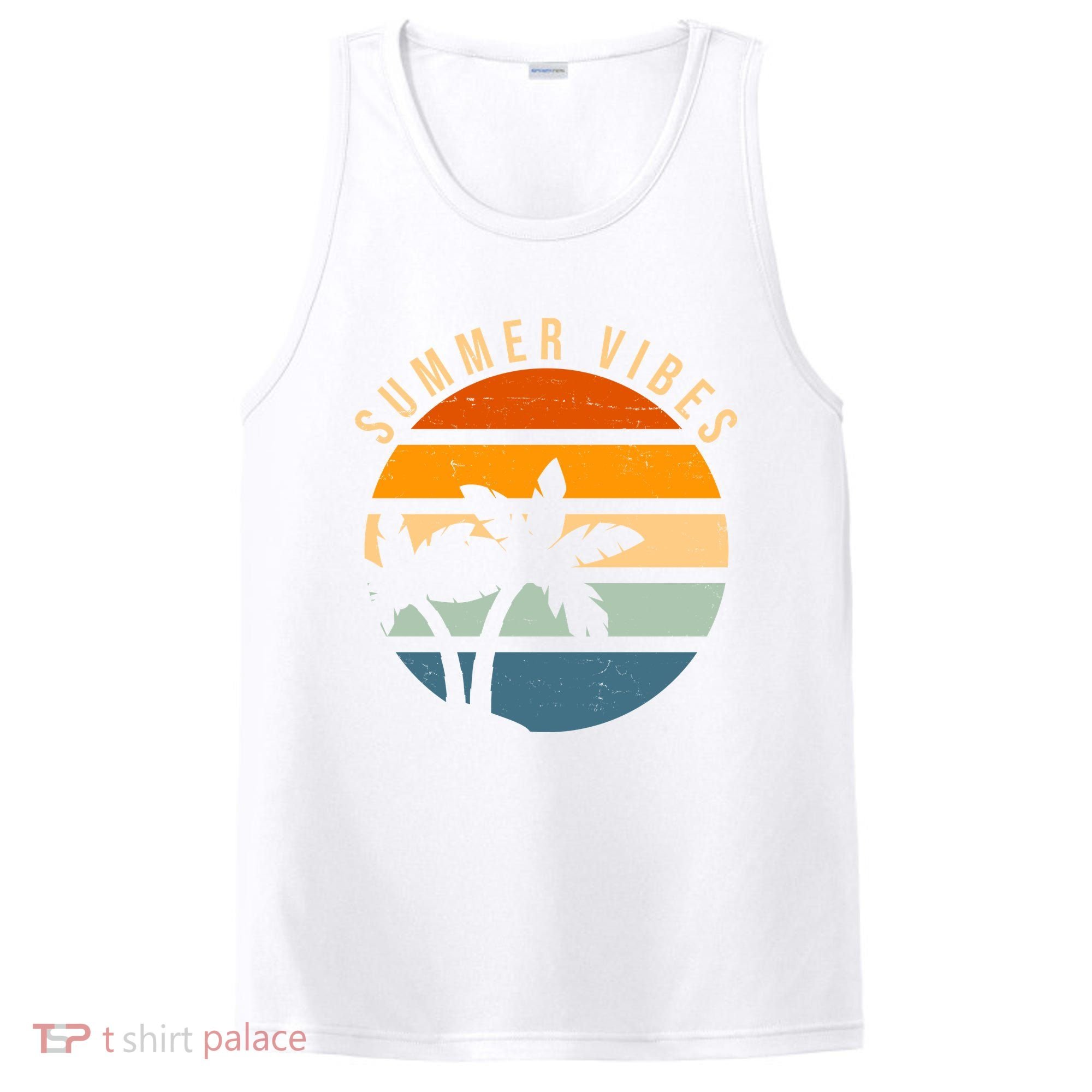 Summer Vibes Retro Sunset Tropical PosiCharge Competitor Tank