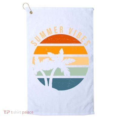 Summer Vibes Retro Sunset Tropical Golf Towel