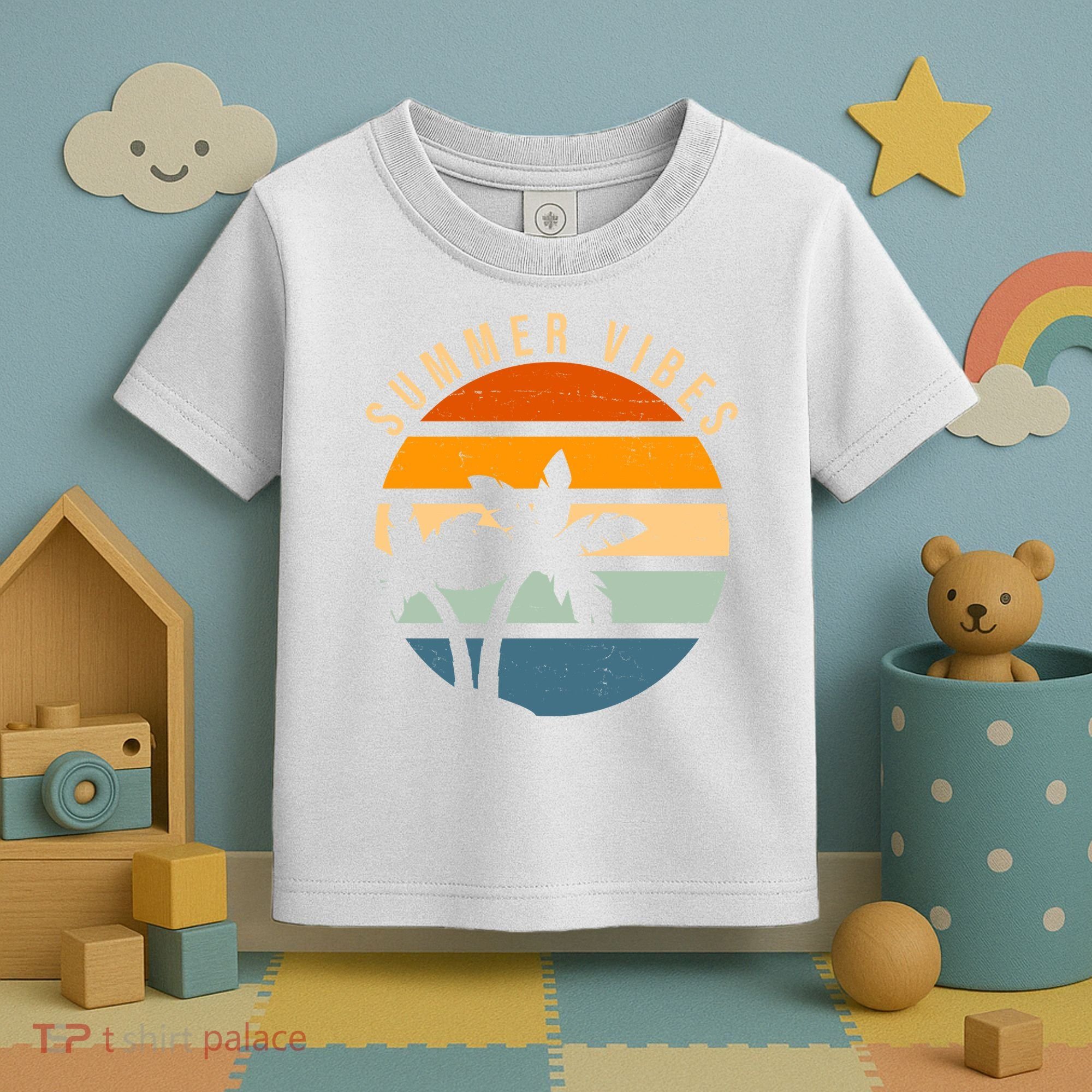 Summer Vibes Retro Sunset Tropical Toddler T-Shirt