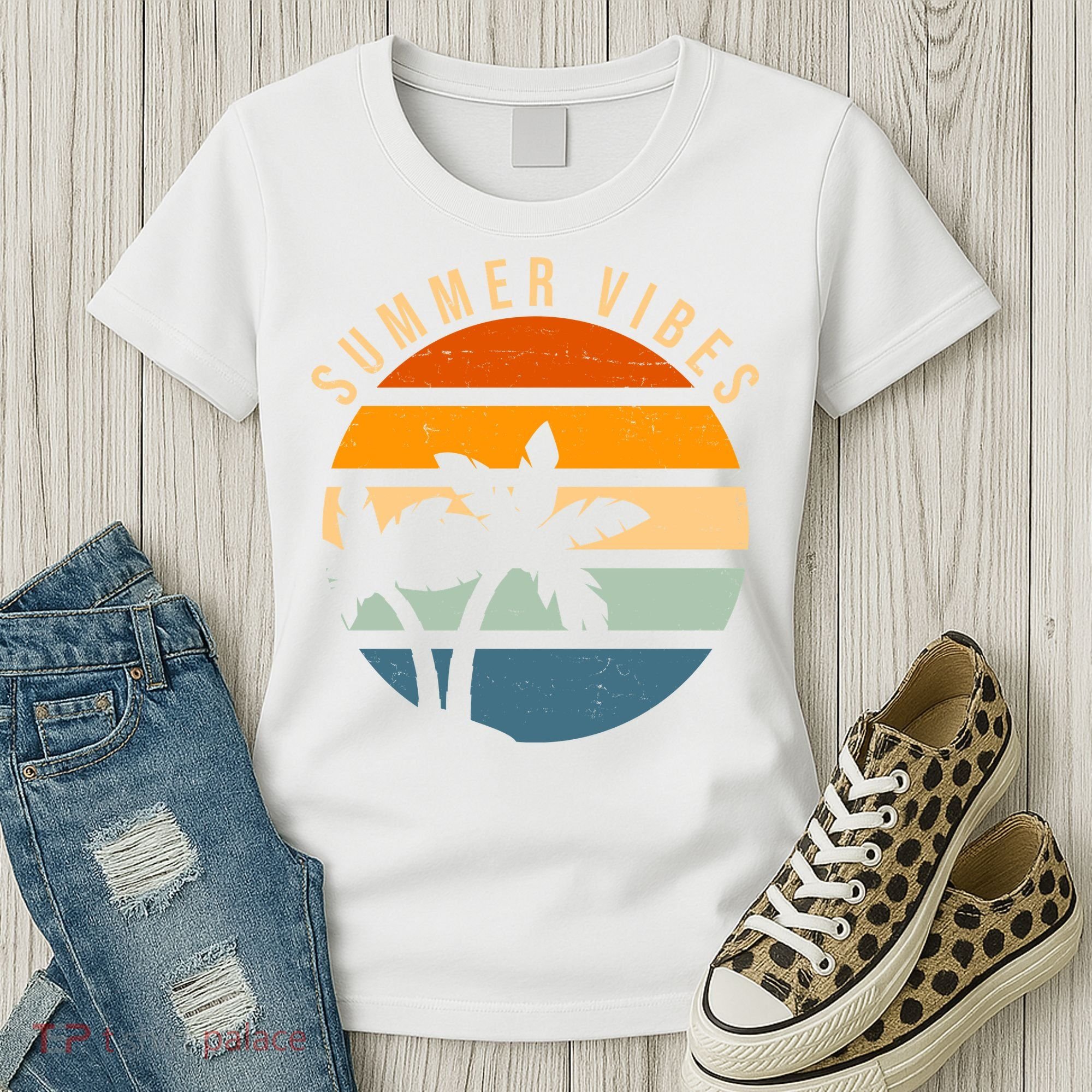 Summer Vibes Retro Sunset Tropical Women's T-Shirt
