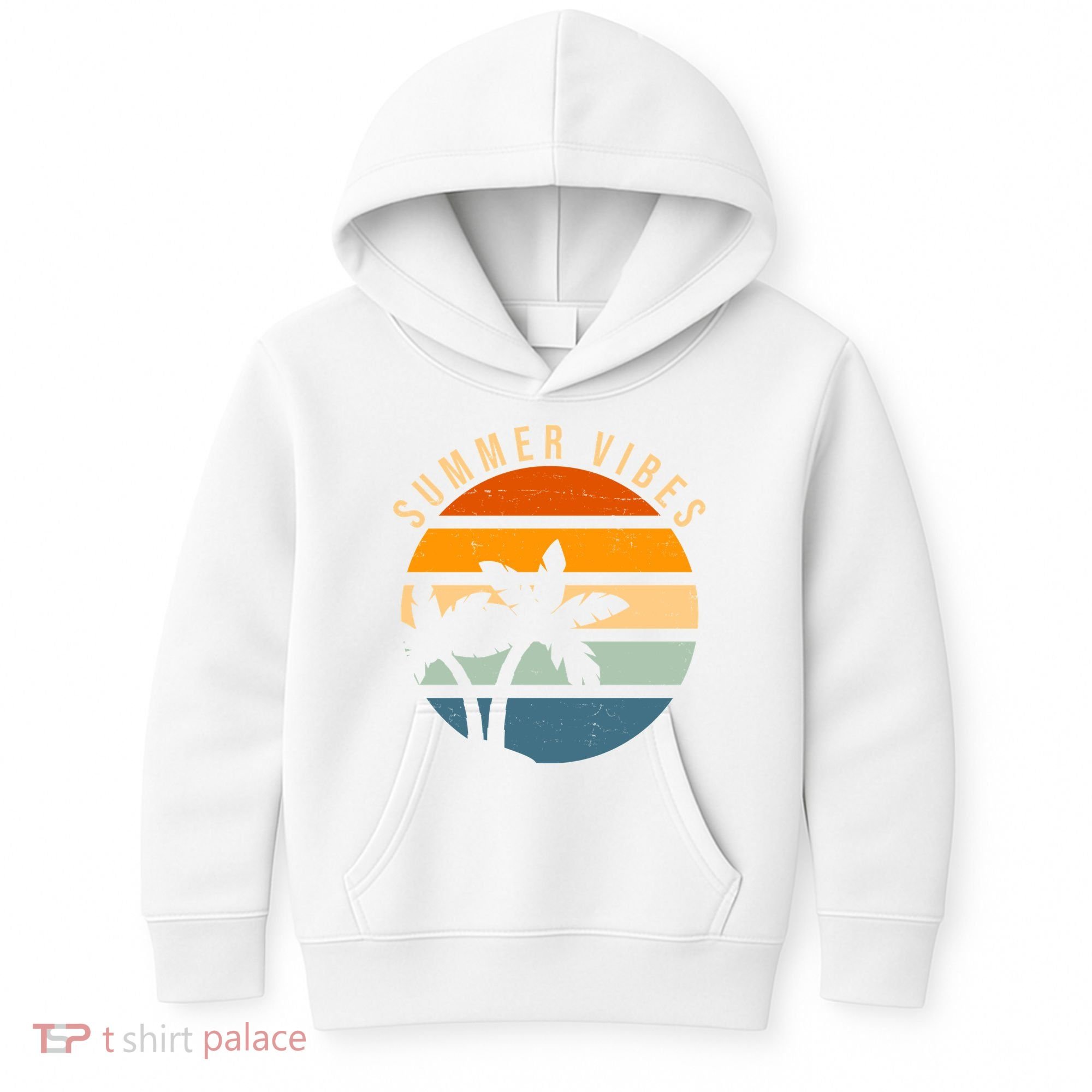 Summer Vibes Retro Sunset Tropical Kids Hoodie