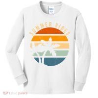 Summer Vibes Retro Sunset Tropical Kids Long Sleeve Shirt thumb 0