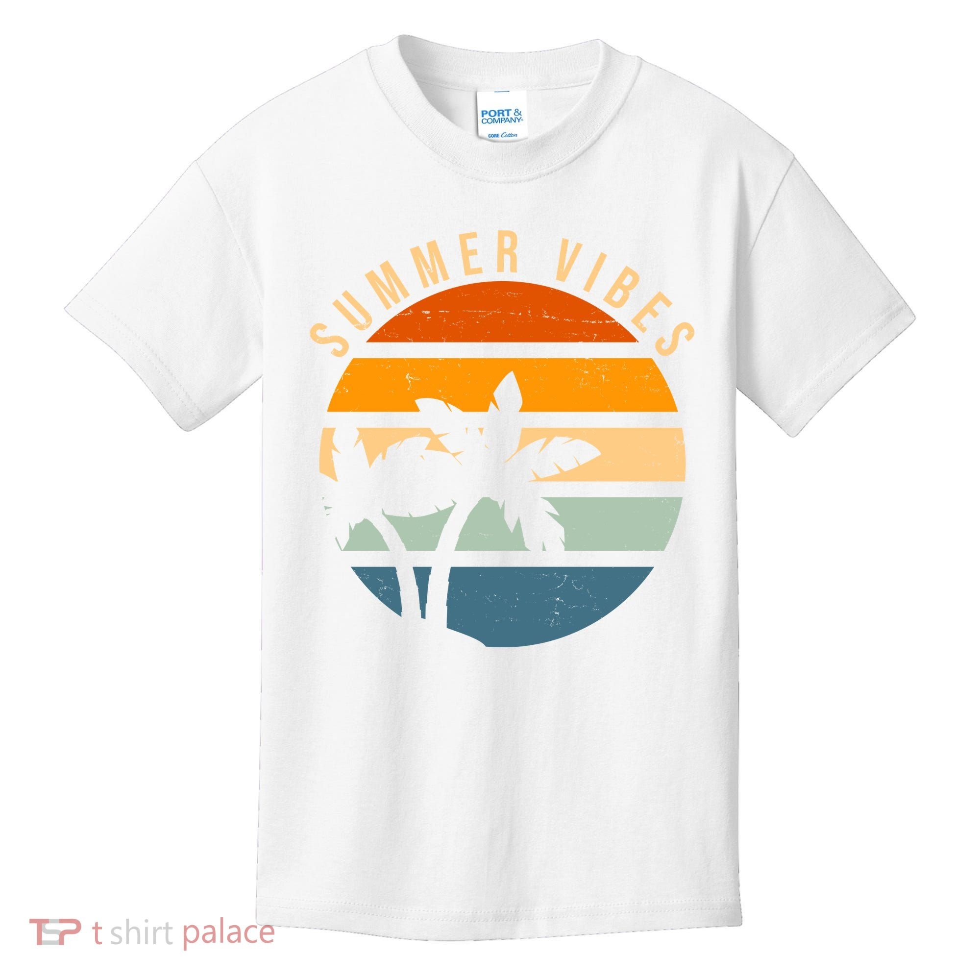 Summer Vibes Retro Sunset Tropical Kids T-Shirt