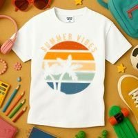 Summer Vibes Retro Sunset Tropical Kids T-Shirt thumb 3