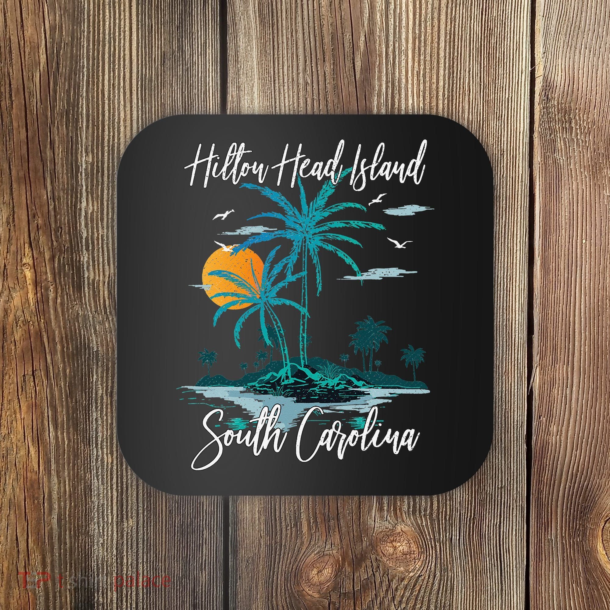Summer Vacation Retro South Carolina Hilton Head Island Coaster