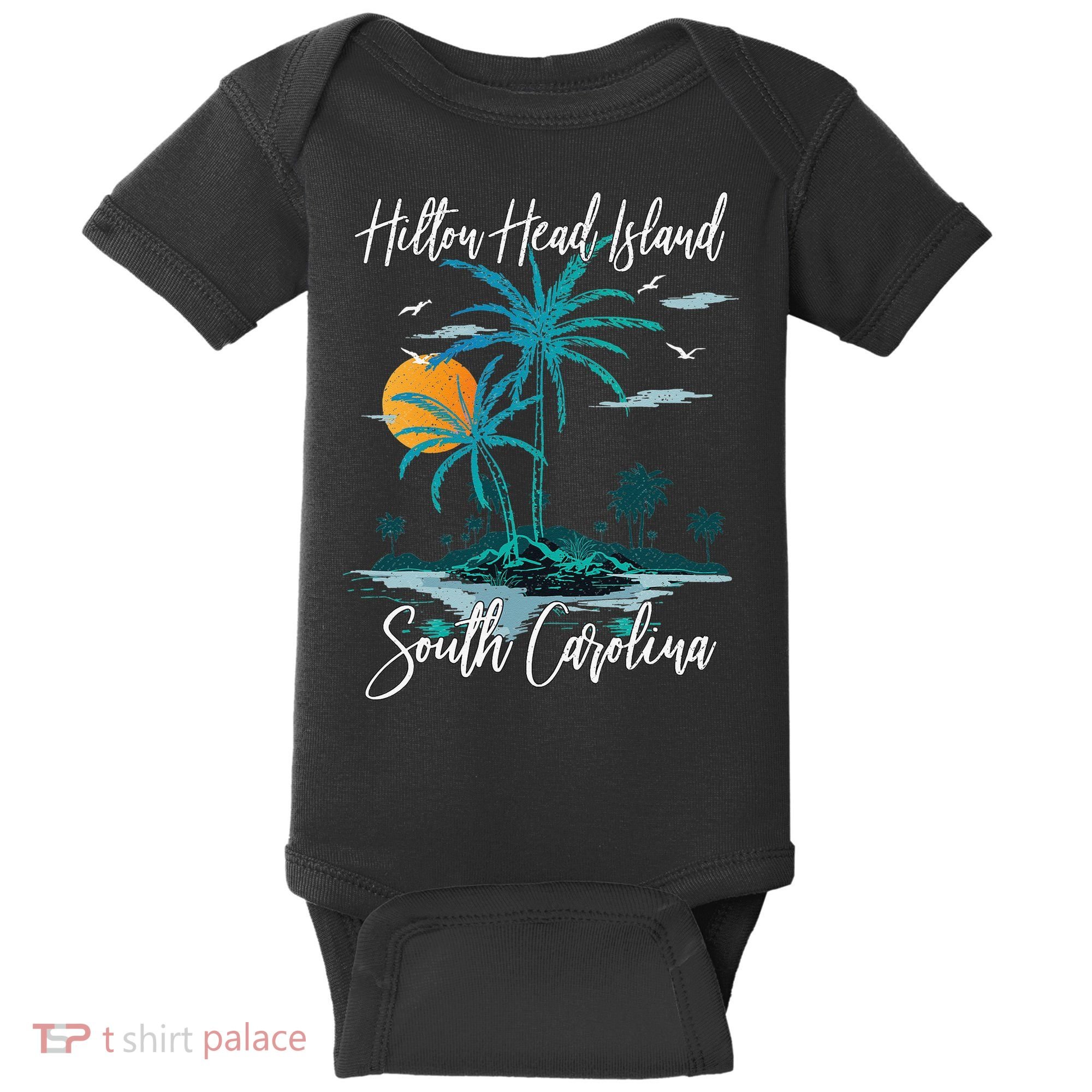 Summer Vacation Retro South Carolina Hilton Head Island Baby Bodysuit