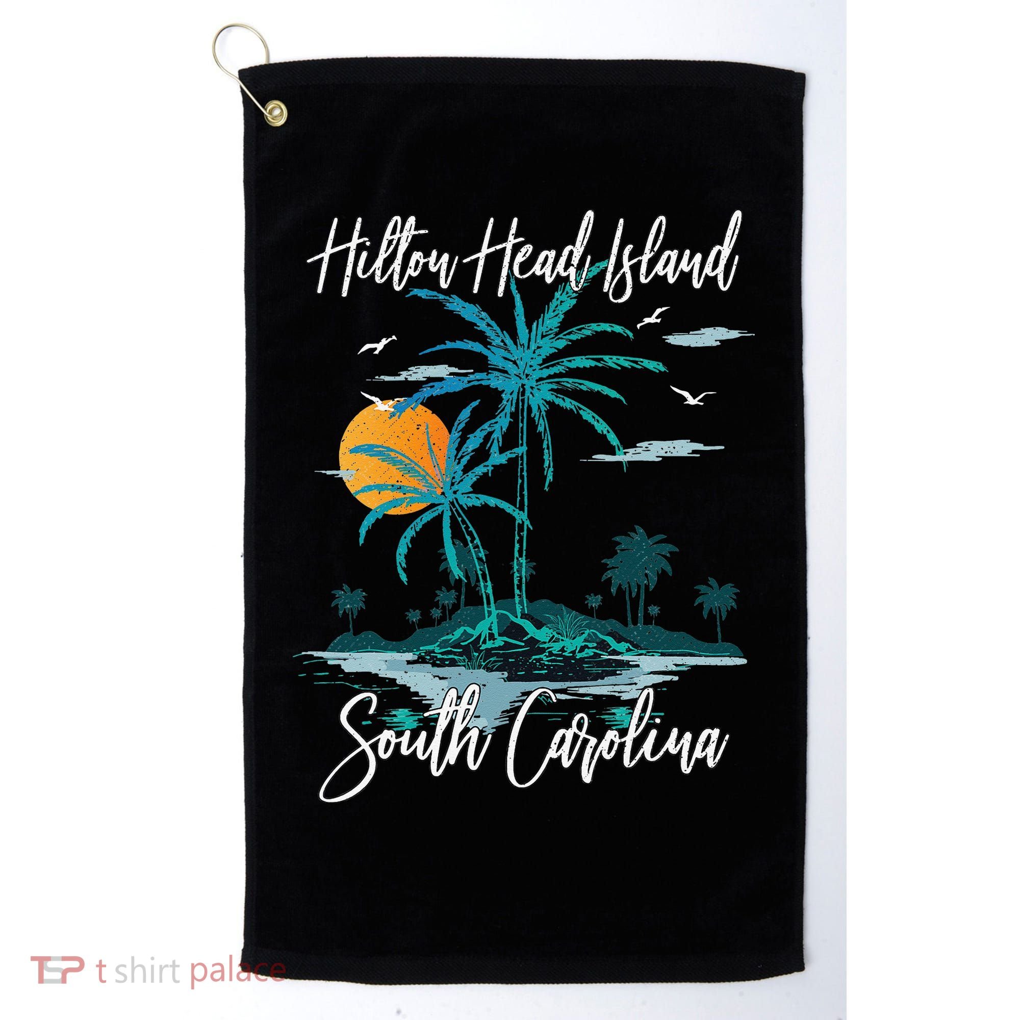 Summer Vacation Retro South Carolina Hilton Head Island Golf Towel