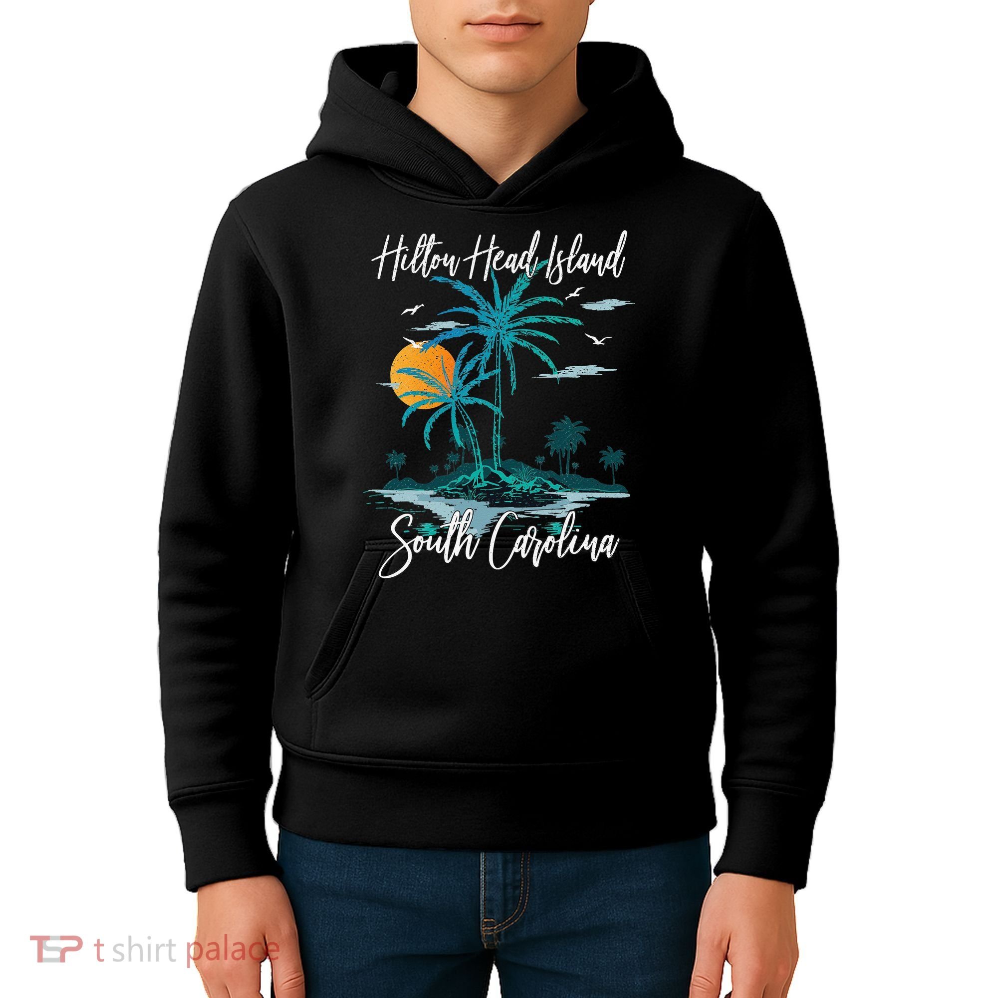 Summer Vacation Retro South Carolina Hilton Head Island Kids Hoodie