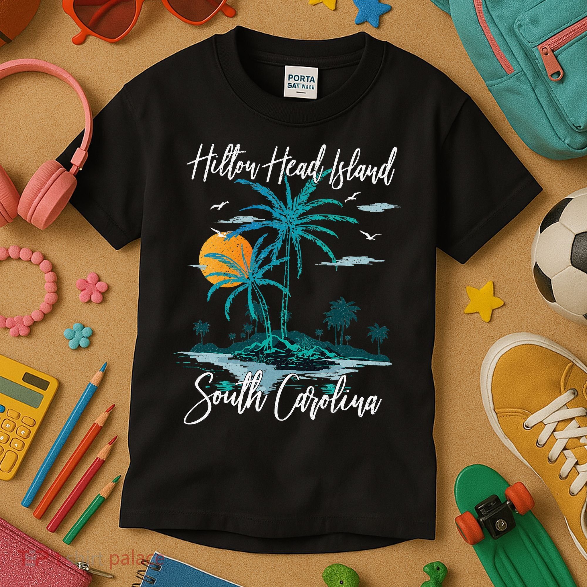 Summer Vacation Retro South Carolina Hilton Head Island Kids T-Shirt